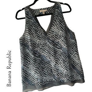 BANANA REPUBLIC NWOT LAYERED OPEN BACK TANK TOP BLOUSE GRAY BLACK | MEDIUM
